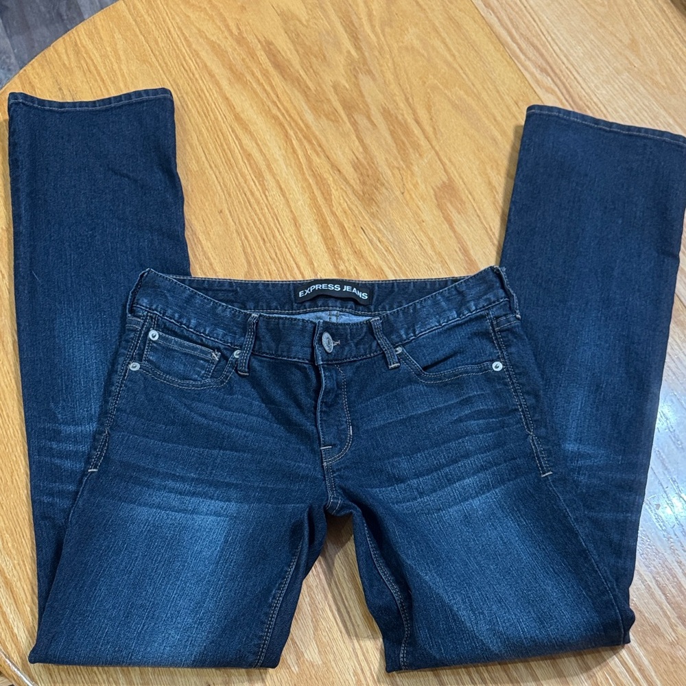 Express Dark Blue Straight Leg Women's Jeans